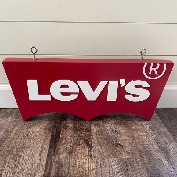Large Red Genuine LEVIs Jeans Retail Store Display Advertising Sign Logo 24x2x10 - Picture 9 of 9